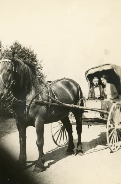 inconnu — cheval — Tags: cheval, voiture, couple